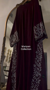 bridal wear abaya nikah abaya with silver embroidery