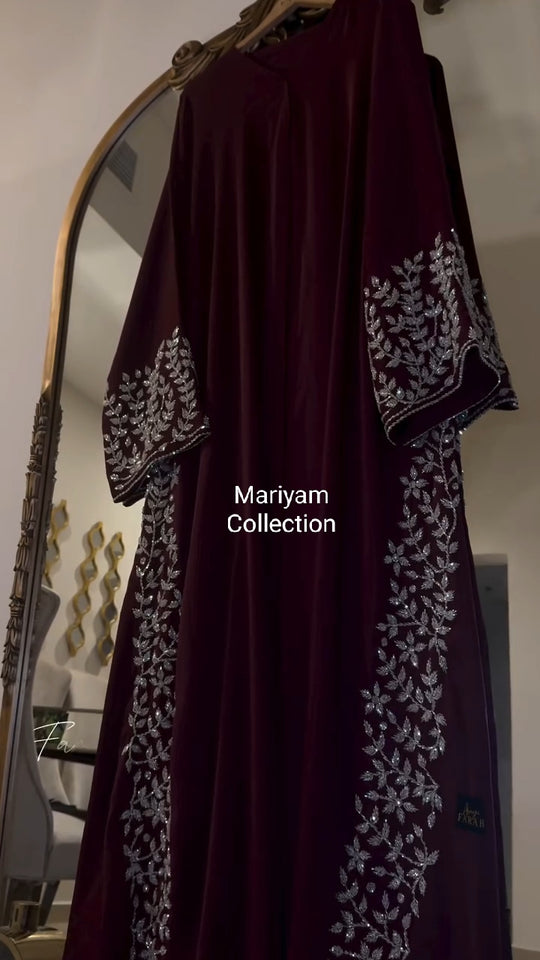 bridal wear abaya nikah abaya with silver embroidery