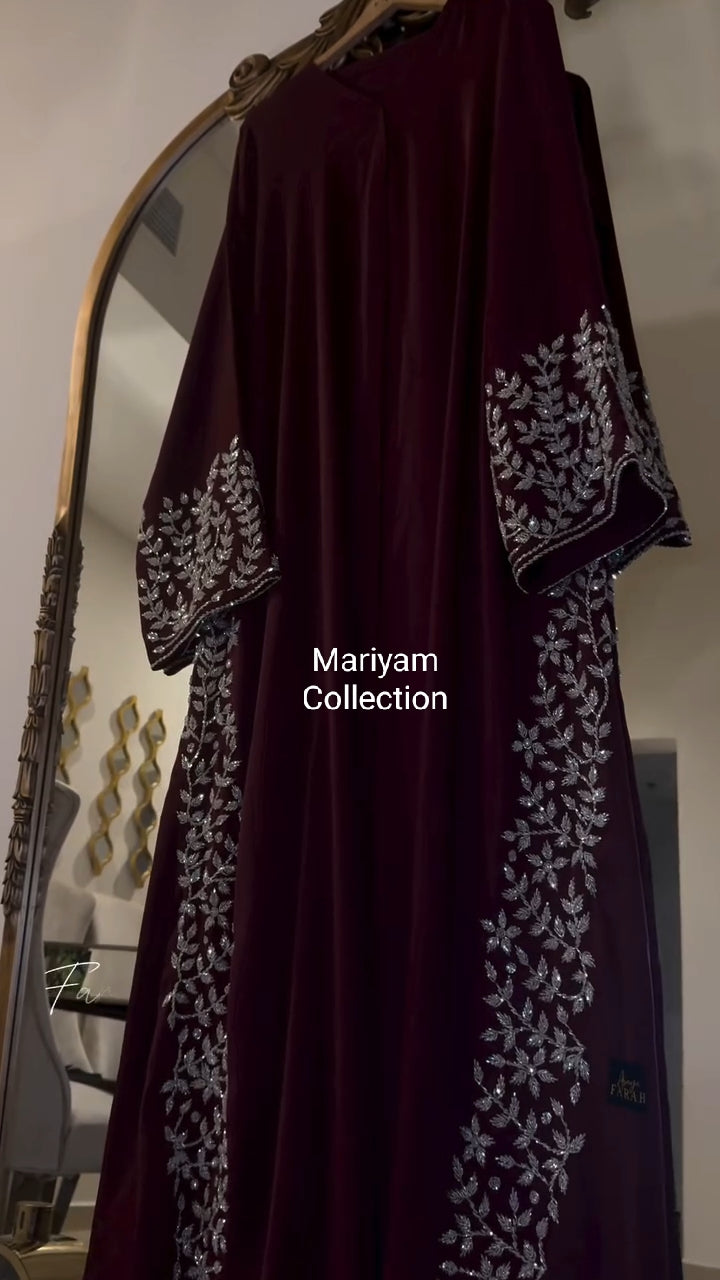 bridal wear abaya nikah abaya with silver embroidery