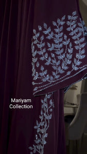 bridal wear abaya nikah abaya with silver embroidery