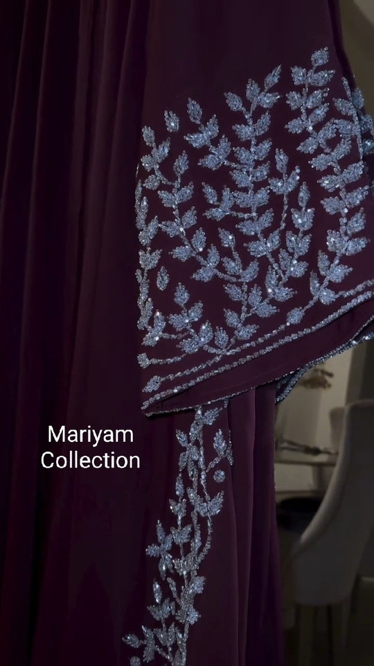 bridal wear abaya nikah abaya with silver embroidery