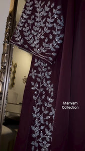 bridal wear abaya nikah abaya with silver embroidery