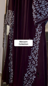 bridal wear abaya nikah abaya with silver embroidery