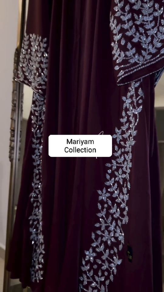 bridal wear abaya nikah abaya with silver embroidery