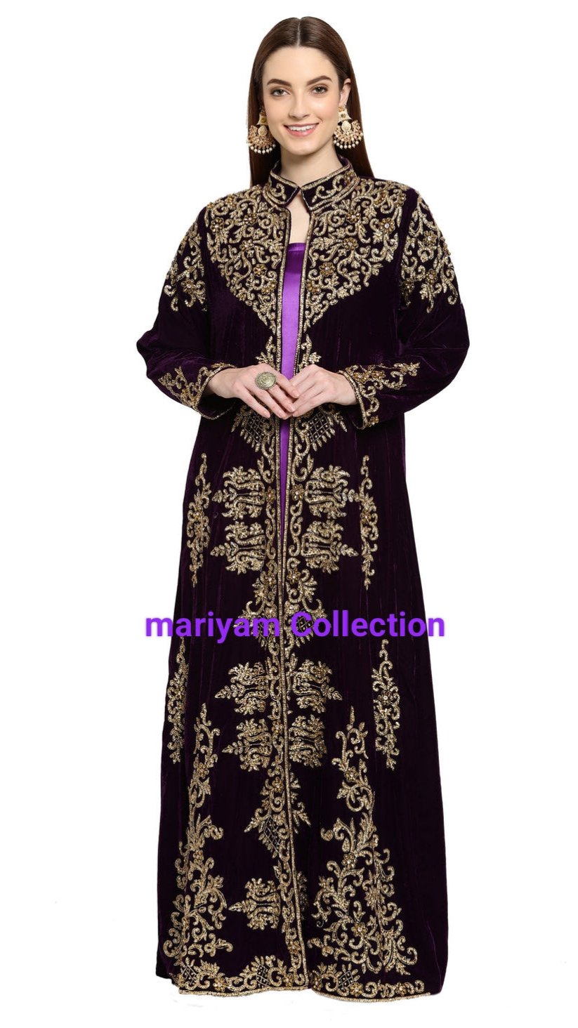Bridal Wedding Kaftan Luxurious Women's Attire for Weddings in purple