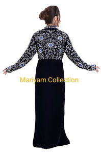 customised Arabian Caftan Dress With Floral Embroidery