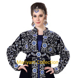 customised Arabian Caftan Dress With Floral Embroidery