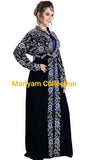 customised Arabian Caftan Dress With Floral Embroidery