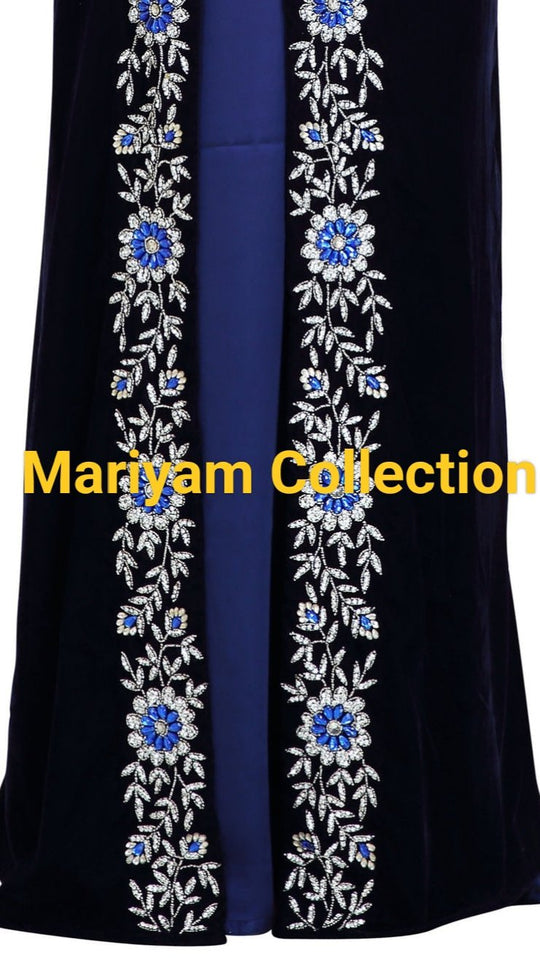 customised Arabian Caftan Dress With Floral Embroidery