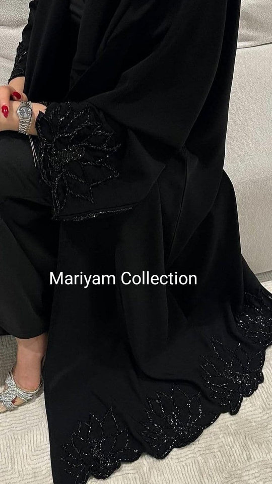 Silver Hand Embroidery Abaya Wedding Abaya