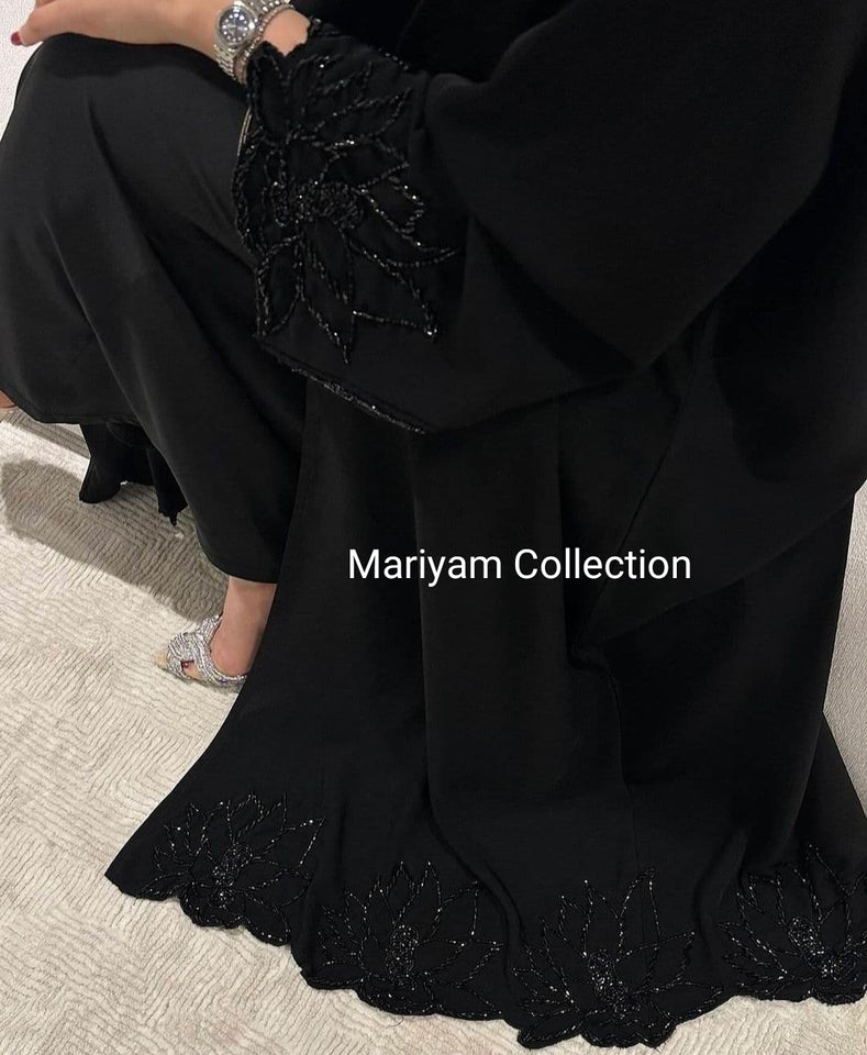Silver Hand Embroidery Abaya Wedding Abaya