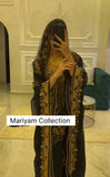 Designer farasha with golden Aari work and golden crystals