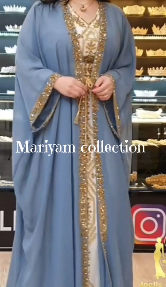 Dubai Moroccan kaftan Hand Beaded Floor Length kaftan
