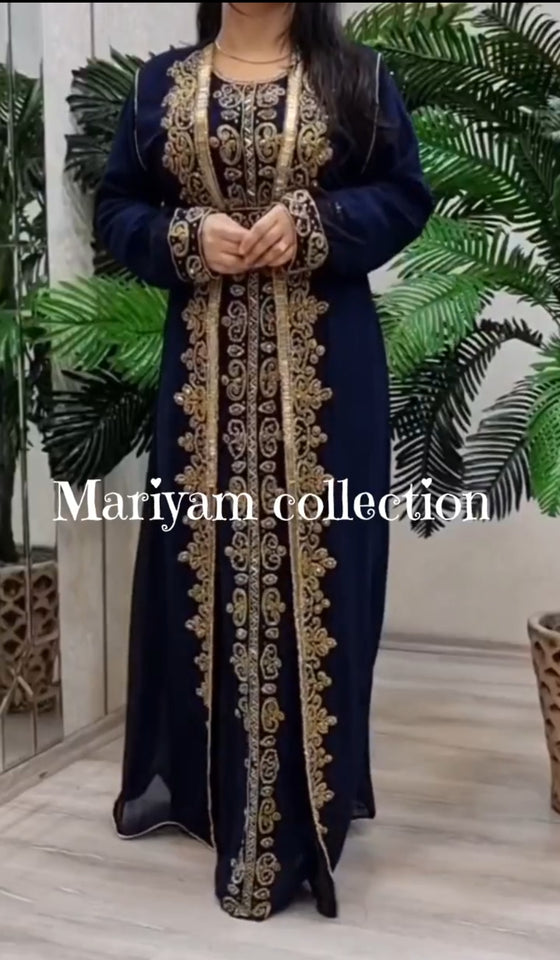 Dubai Moroccan kaftan Hand Beaded Floor Length kaftan