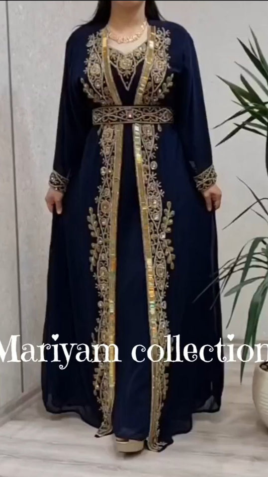 Dubai Moroccan kaftan Hand Beaded Floor Length kaftan
