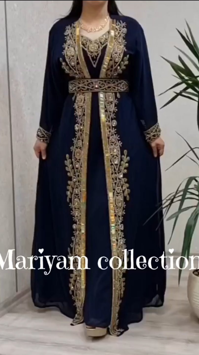 Dubai Moroccan kaftan Hand Beaded Floor Length kaftan