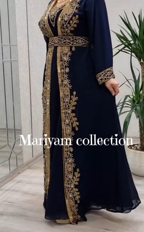 Dubai Moroccan kaftan Hand Beaded Floor Length kaftan