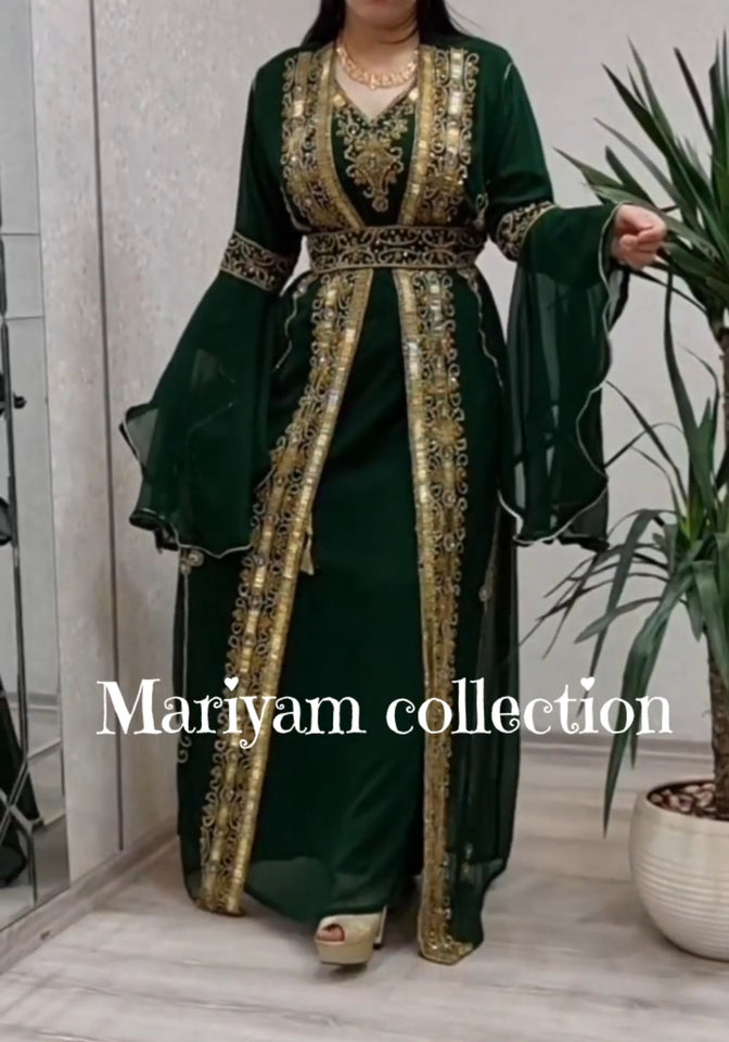 Luxury African Kaftan with Beaded Embroidery Boubou Dress