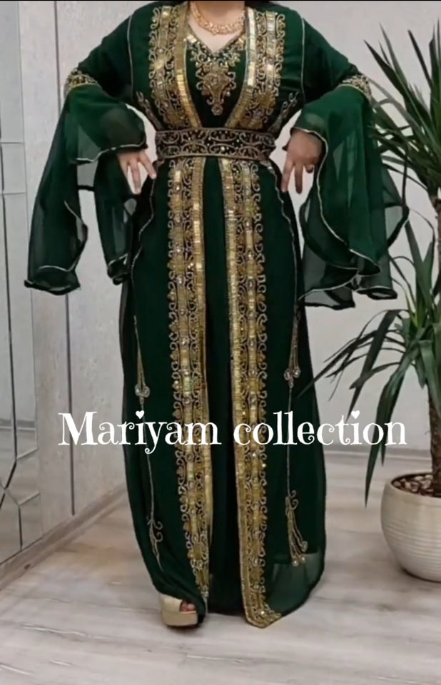 Luxury African Kaftan with Beaded Embroidery Boubou Dress
