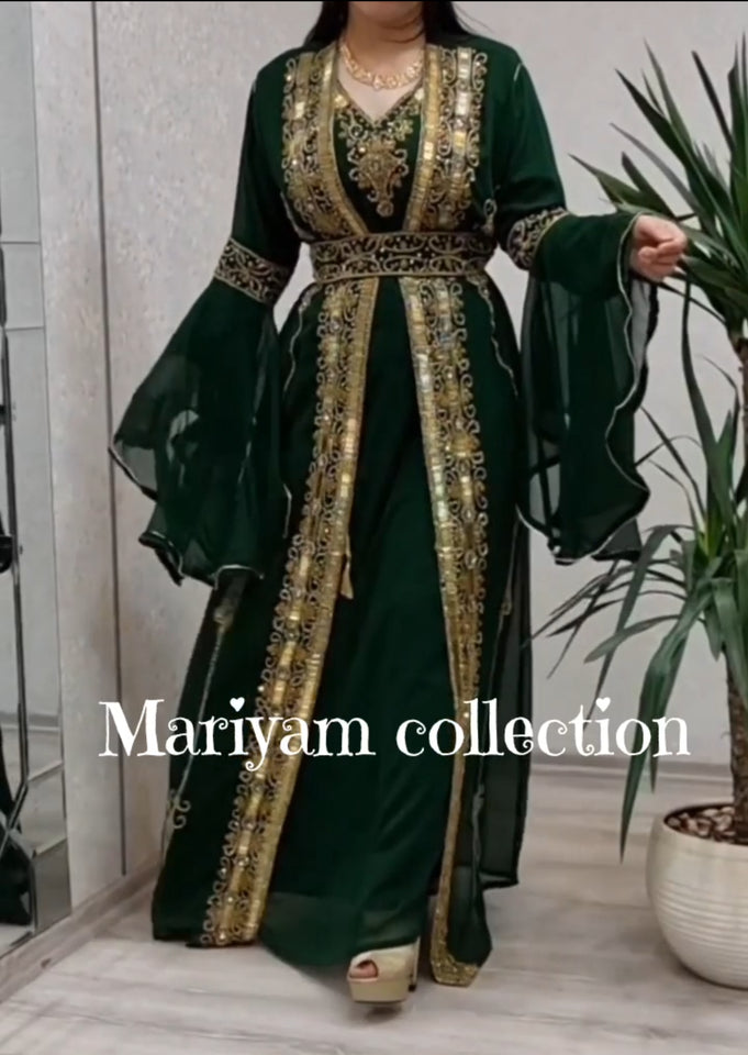 Luxury African Kaftan with Beaded Embroidery Boubou Dress