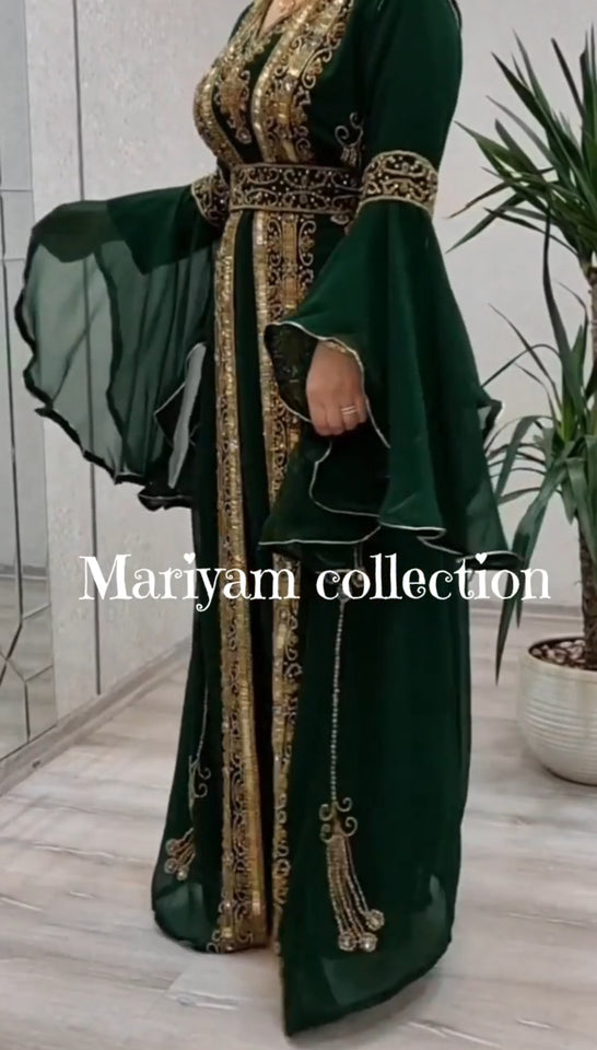 Luxury African Kaftan with Beaded Embroidery Boubou Dress