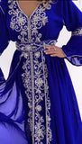 moroccan Designer Kaftan with silver hand embroidery