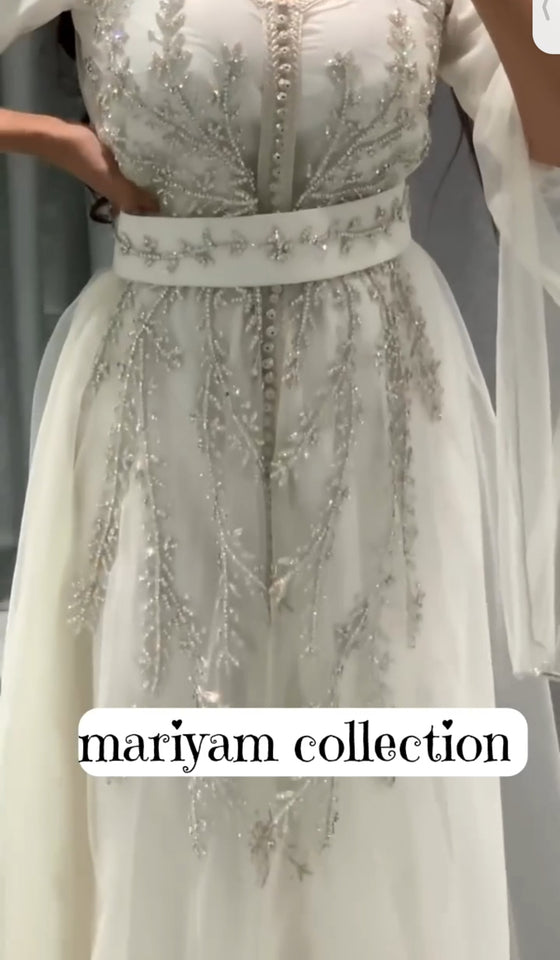 Handmade Wedding Gown with sliver embroidery