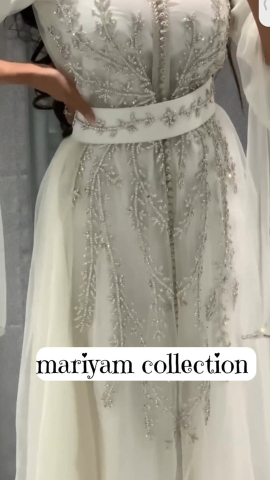 Handmade Wedding Gown with sliver embroidery