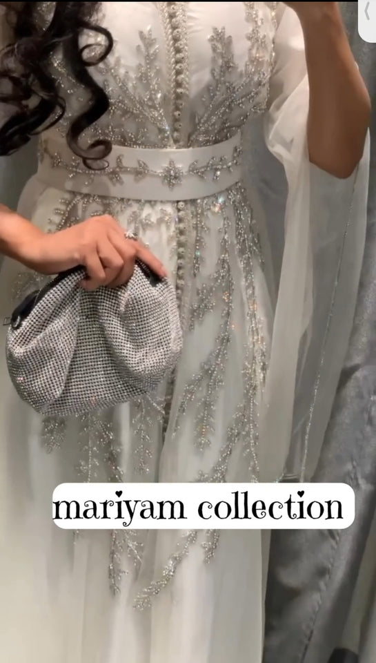Handmade Wedding Gown with sliver embroidery