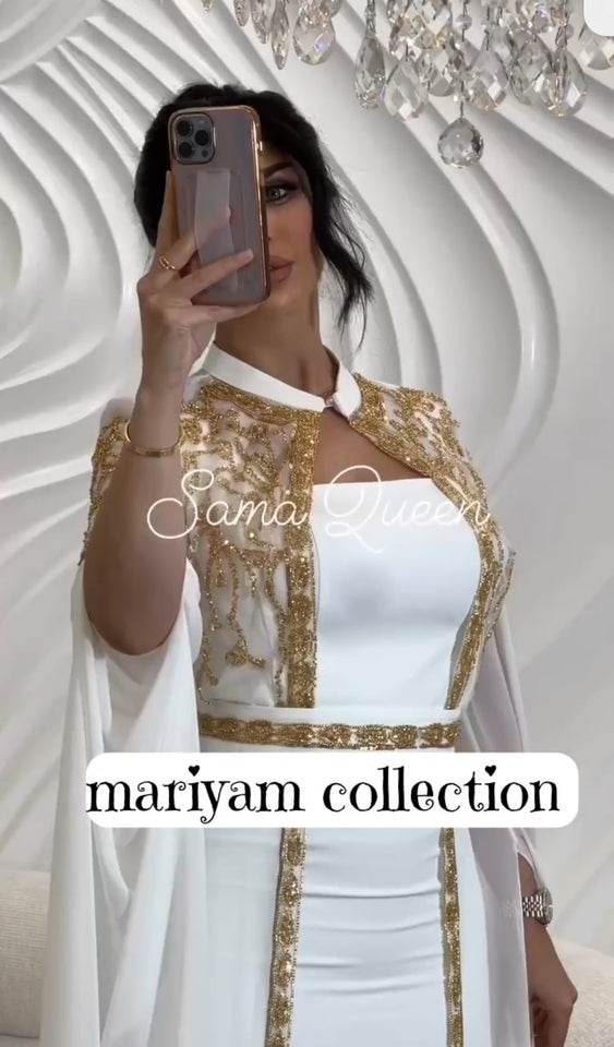 Handmade Wedding Gown Designer Kaftan with silver embroidery