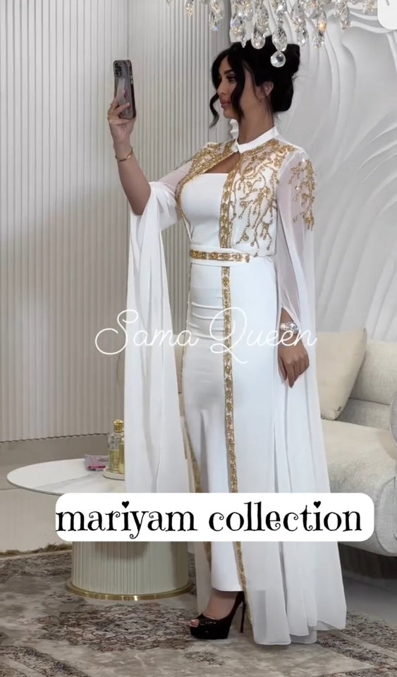 Handmade Wedding Gown Designer Kaftan with silver embroidery
