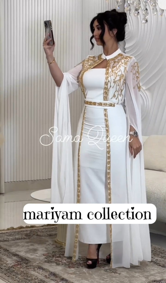 Handmade Wedding Gown Designer Kaftan with silver embroidery