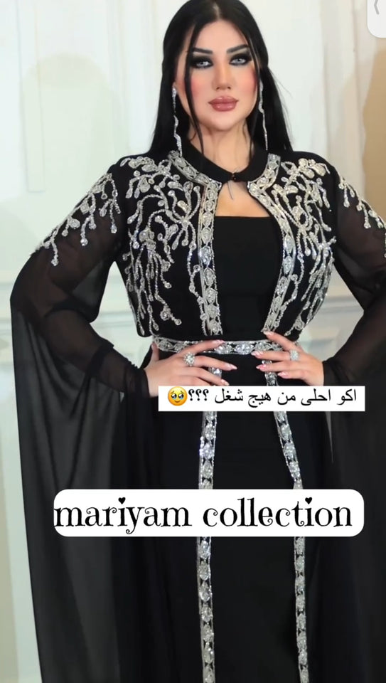 Handmade Wedding Gown Designer Kaftan with silver embroidery