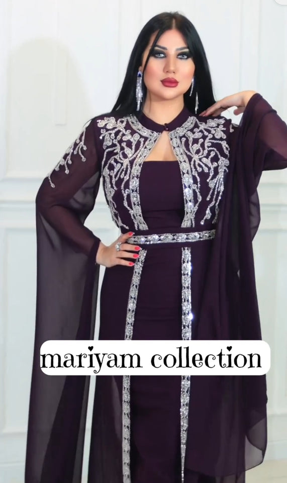 Handmade Wedding Gown Designer Kaftan with silver embroidery