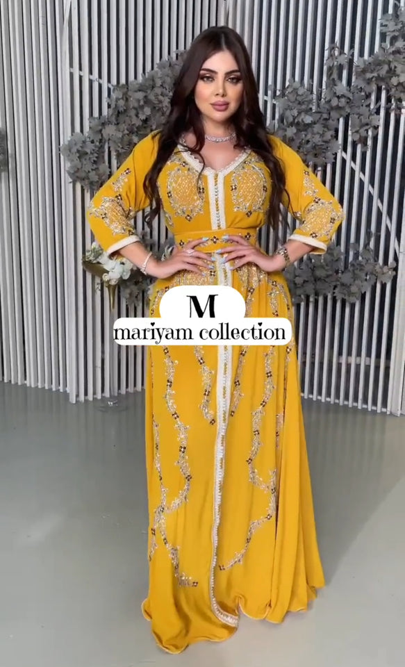 Embroidered luxurious Caftan with silver hand embroidery